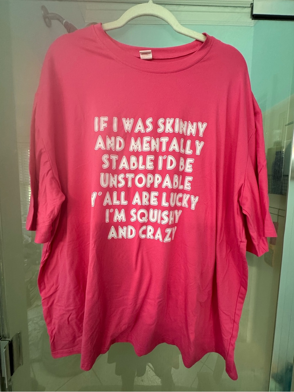 NWOT- Hot Pink Graphic Tee with Funny saying